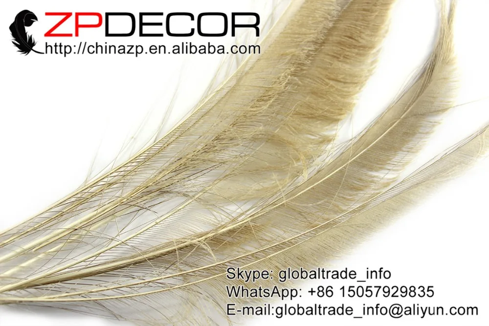 Фото ZPDECOR 50 шт./лот 30-40 см (12-16 дюймов) ручной выбор премиум качества цвета слоновой кости оптовая продажа павлиньих мечей ограненных перьев распро... №3