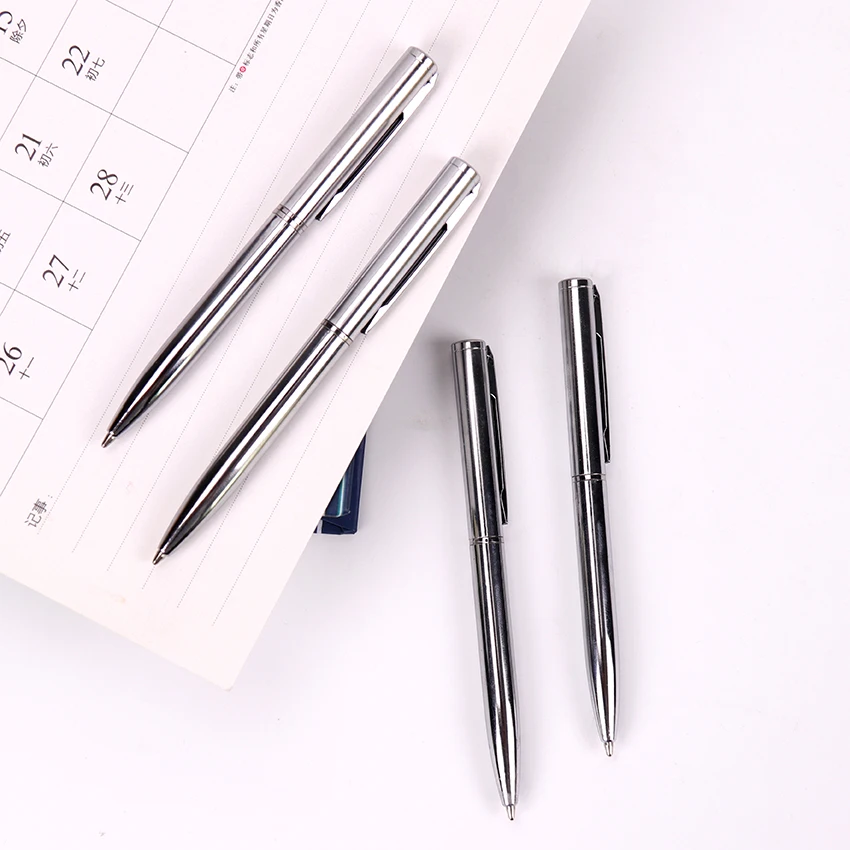 Mini Metal Ballpoint Pen Rotating Pocket Size Pen Portable Small Oil BallPoint Pen Exquisite Brief Office Student Supplies 1PC