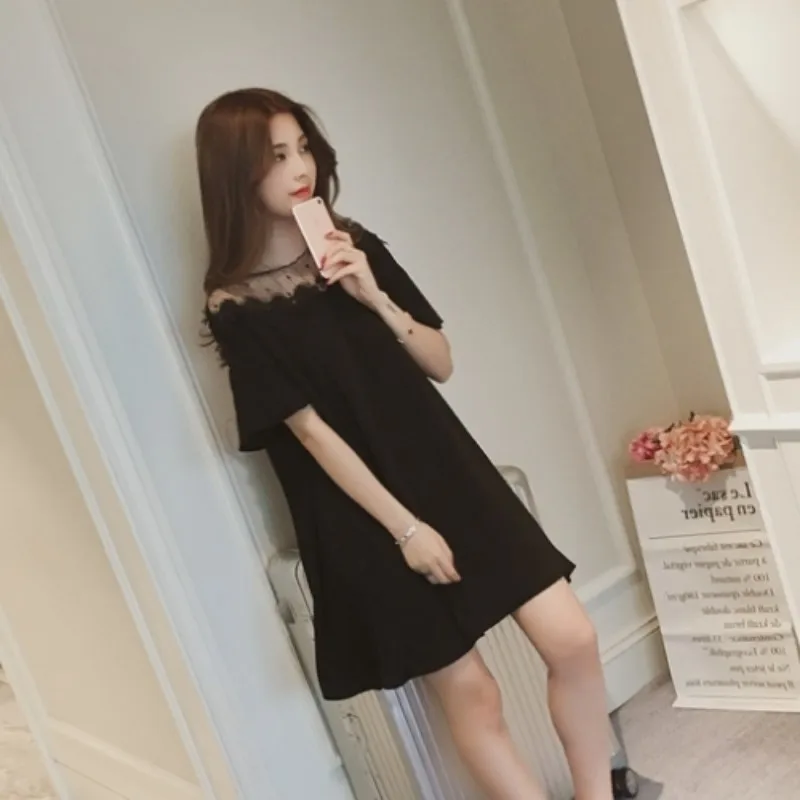 2021 кепки с сеточкой на весну вырезом лодочкой короткий рукав платья Женская