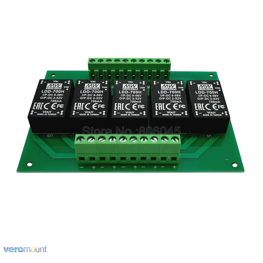 Светодиодный понижающий драйвер постоянного тока Meanwell LDD 5UP 700H DC + Печатная плата