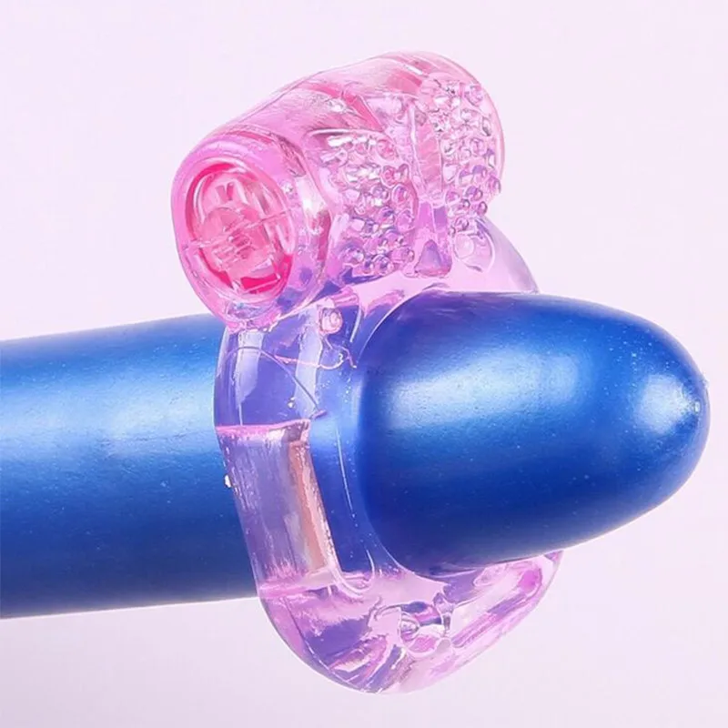 Вибратор-кольцо для задержки пениса с бабочкой 2 шт. мужской эякуляции Стимулятор