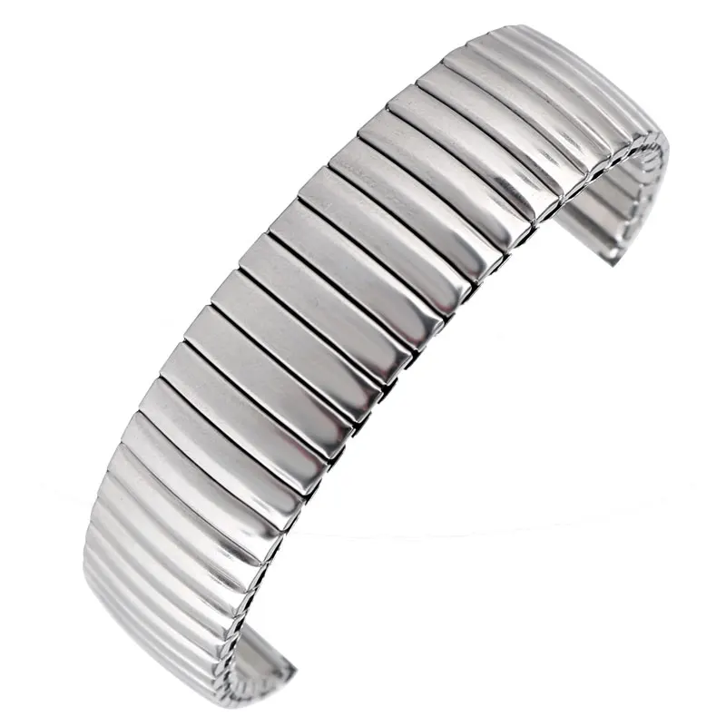 18mm Silver Stainless Steel Elasticity Watchband Fashion Bracelet Wristwatch Band Strap Replacement Mens Womens + 2 Spring Bars | Наручные