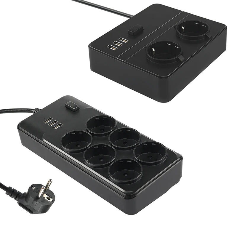 Многоразъемная лента питания штепсельная вилка ЕС гнездо для шнура удлинителя