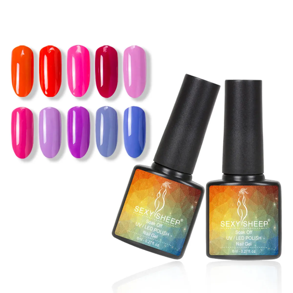 8ML Gel Nail Polish Colorful UV Gel Soak Off Gel Polish Semi-Permanent Varnish Red Black Gray Green Nail Color Manicure Nail Art