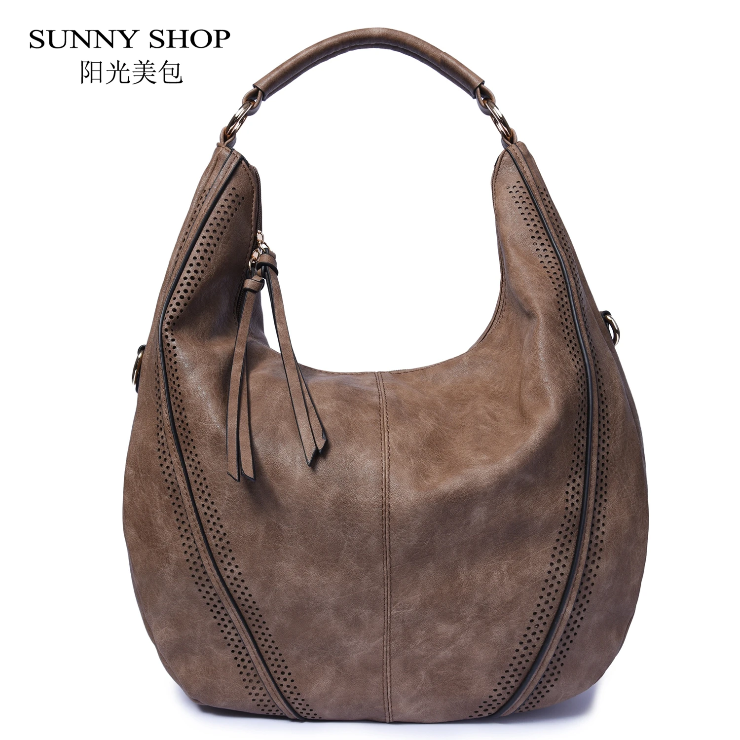 SUNNY SHOP винтажная мягкая искусственная кожа вместительная сумка тоут с кисточками