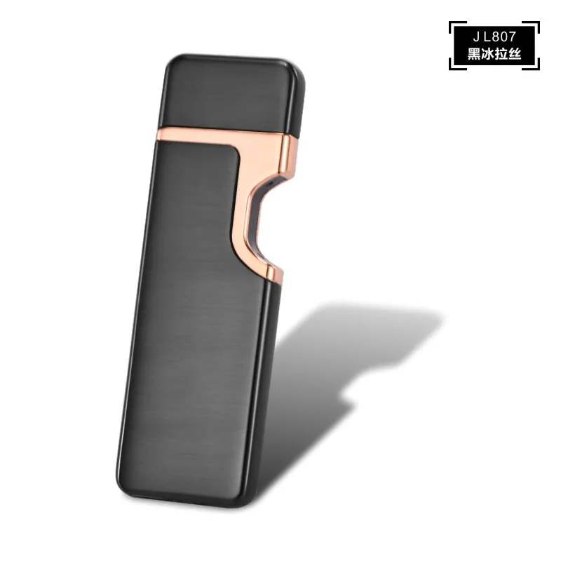 Черный Тонкий гаджет для мужчин зарядки USB Зажигалка электронная сигарета зажигалки Металл ветрозащитный Электрический катушки пьезо зажигалки - Цвет: Черный