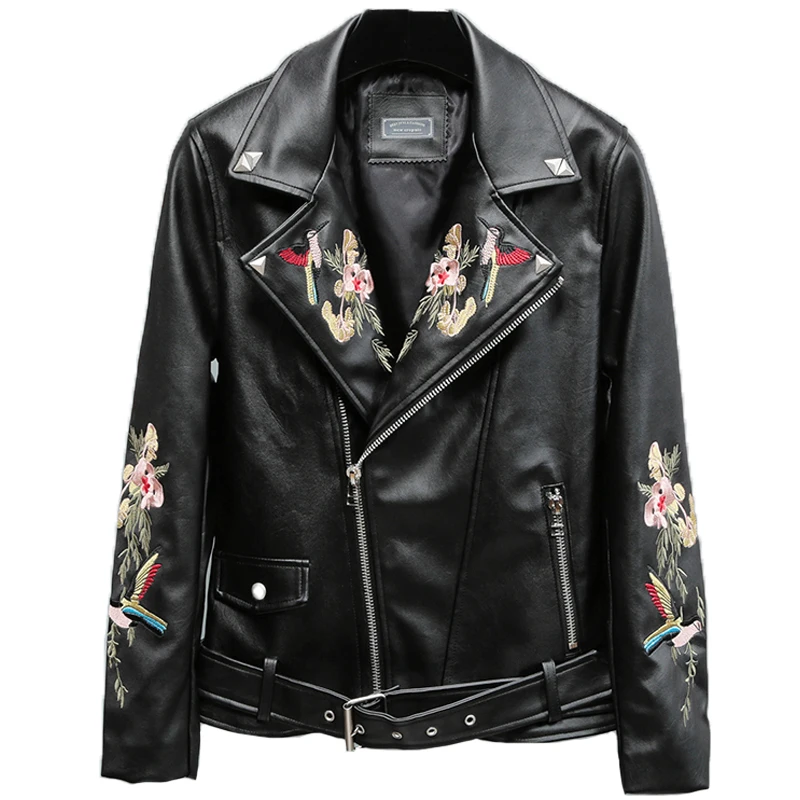 

S-2XL!! Fashion Original men's wear embroidery locomotive PU leather coat jacket man