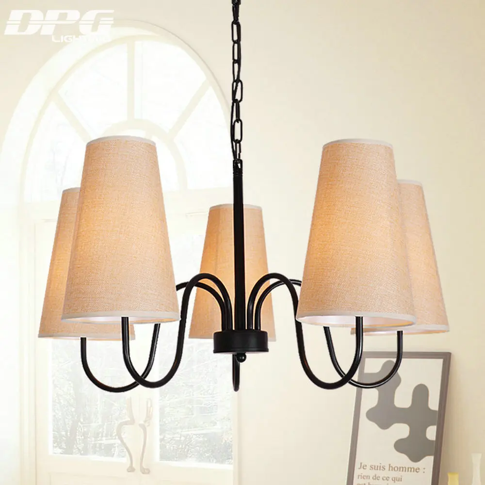 Современная маленькая черная люстра с абажуром E14 Led железное Домашнее освещение