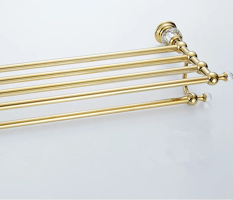 High Quality Brass and Crystal Bathroom Towel Rack Gold Holder Hotel Home Storage Rail Shelf | Обустройство дома