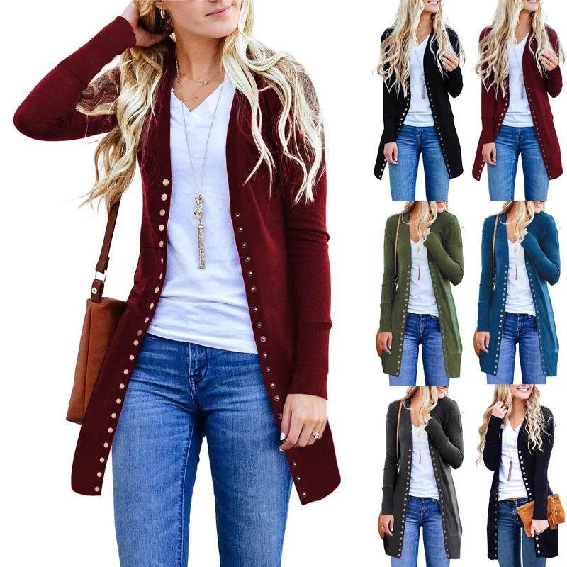 

Autumn Women Cardigan women V neck Button up Cardigan pull femme hiver Long Coat Ladies Long Sleeve Slim Knitted Outwear