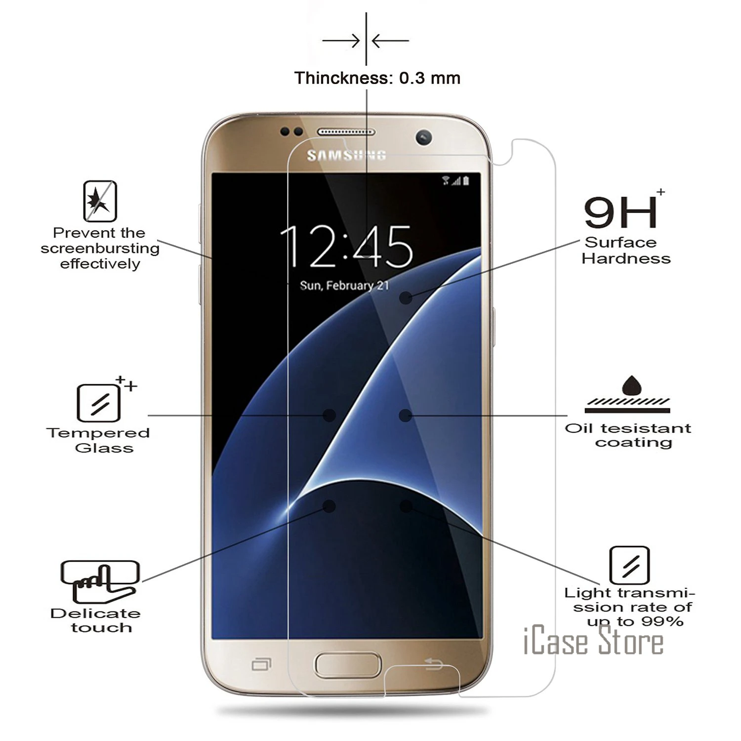 0.3MM / 9H 2.5D Tempered Glass Screen Protector For Samsung Galaxy S7 G9300 SM-G930F Protective Film | Мобильные телефоны и