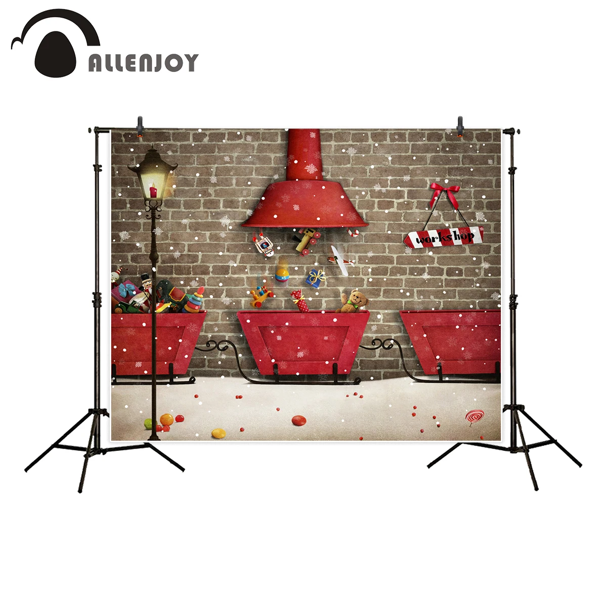 

Allenjoy фон для фотосъемки с рождественскими конфетами и снегом, профессиональный фон для фотостудии, фотобудка для фотосессии