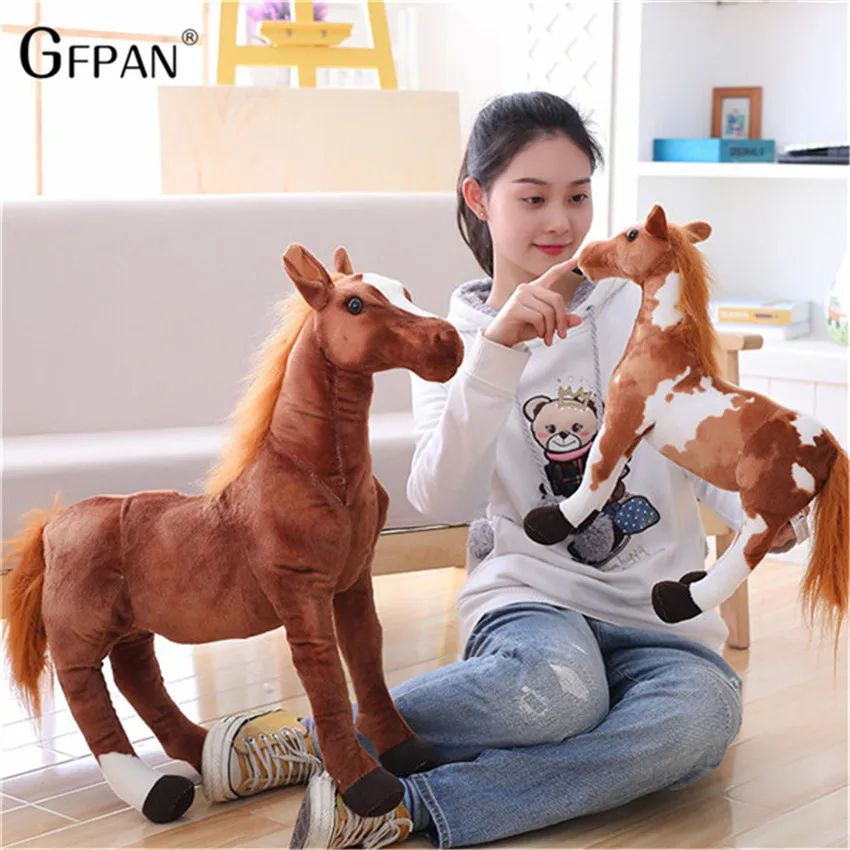 

Giant 60-75cm Simulation Horse Plush Toys Cute Stuffed Animal Doll Soft Realistic Horse Toy Kids Birthday Gift Home Decoration