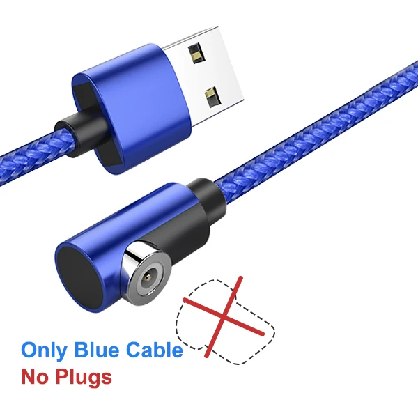 Only Blue Cable ACCEZZ Магнитный зарядный кабель освещение для iPhone X XR 7 XS Plus samsung S6 S7 huawei type-C Магнит Micro USB зарядный кабель 2 м - Цвет: Only Blue Cable