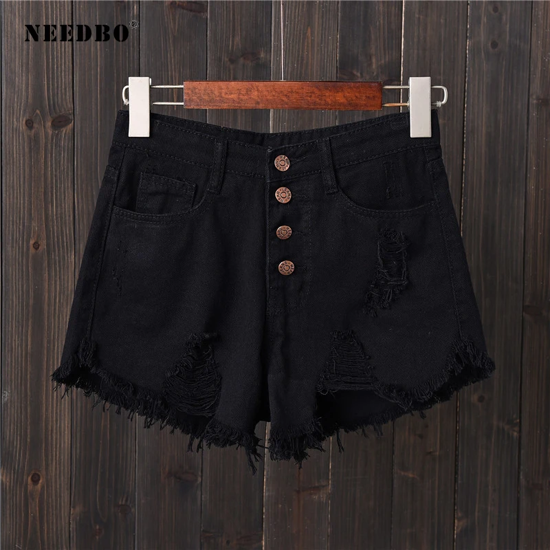 NEEDBO Shorts Jeans Summer Women Denim Shorts High Waist Casual Short Femme Plus Size 6XL Hole Sexy Ladies Hot Short Pants Mujer