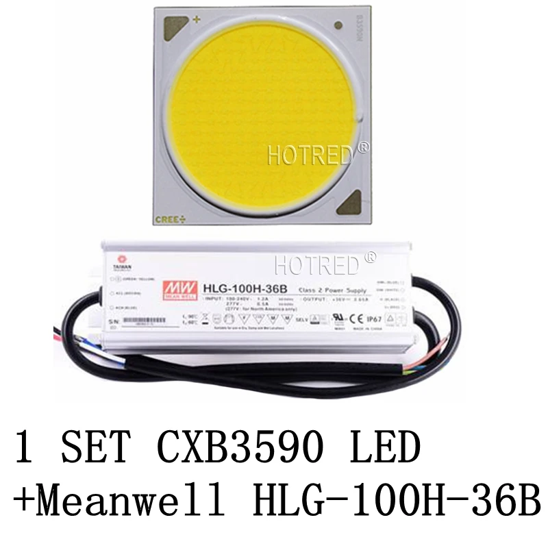 200 Вт CREE Cob CXB3590 led grow Lighting Kit 3000 K/3500 K/6500 K с диммируемым светодиодным драйвером Meanwell HLG-185H-C1400B