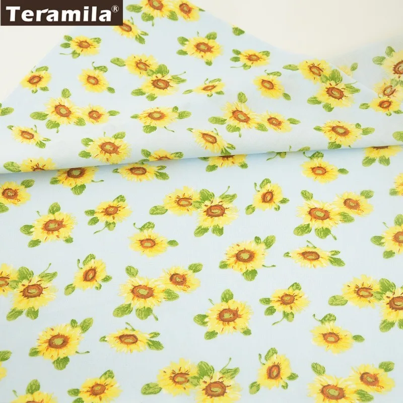 Хлопок Teramila Поплиновая ткань Небесно Голубой домашний текстиль для тряпки