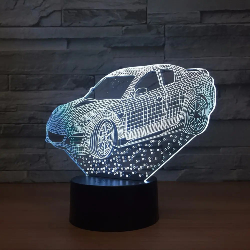3D лампа супер быстрый дизайн автомобиля 7 цветов светодиодный ночник для детей сенсорный светодиодный Usb Настольный детский спальный ночник голограмма домашний декор