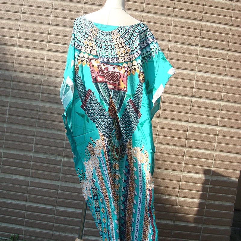 

2021 Plus size Dress Print Cotton Maxi Beach Dress Sarong O-neck Long Vintage dresses Robe de Plage Sexy Women Vestido de Festa