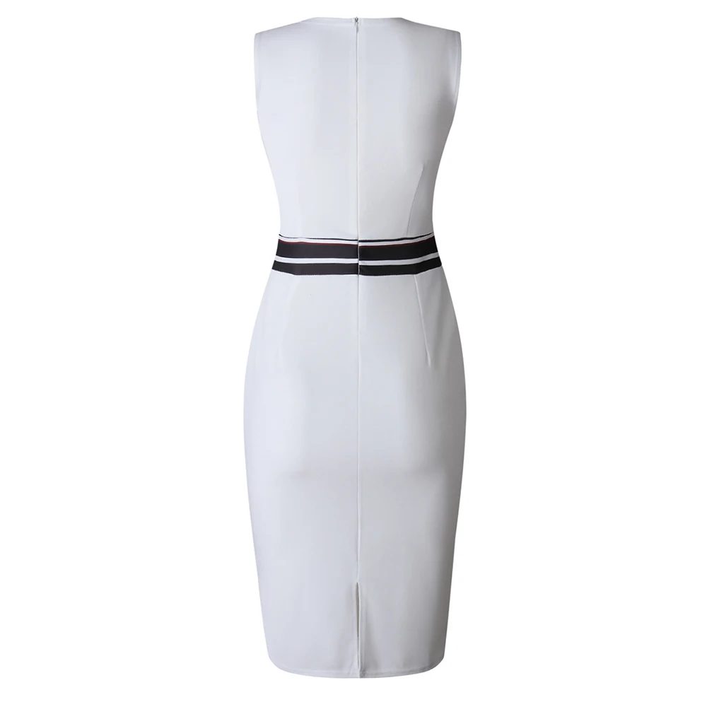 Офисное облегающее платье женское белое элегантное в полоску сексуальное модное