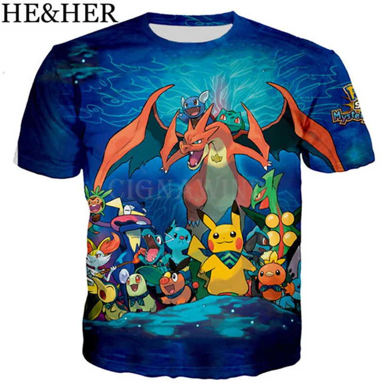 Летний топ новейшие разработки мультфильм Pokemon футболка мужские/женские
