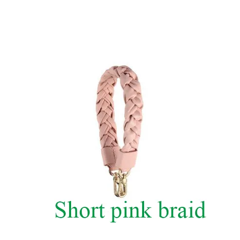 Short pink braided s Вязаная сумочка из натуральной кожи, ремень, модный дизайн, сумки, сумка, детали, сумка, аксессуар, легко застёгивающийся - Цвет: Short pink braided s