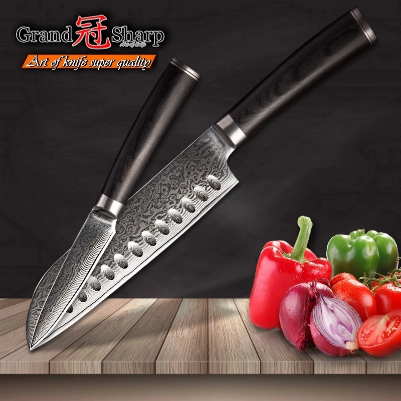 2 шт. Дамасские наборы кухонных ножей Santoku нож для очистки овощей vg10 японские