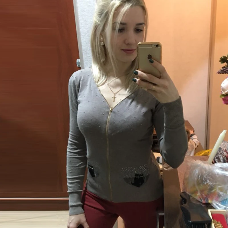2019 Slim Fit Sweater Women Knitted Sweaters Cashmere Pullover Front &amp Back Zippers Feminino Pullovers Long Sleeve | Женская одежда