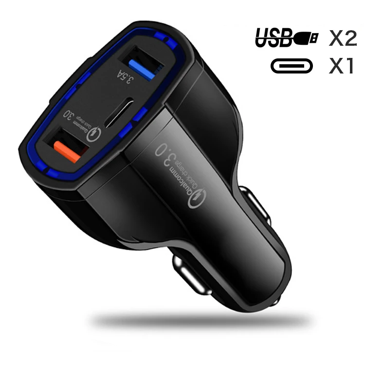 AZiMiYO 35 Вт автомобиля Зарядное устройство QC3.0 USB+ 5V3A Тип-c PD для скоростного мобильного телефона Быстрый Зарядное устройство автомобиля-Зарядное устройство для зарядное устройство для телефона планшета - Тип штекера: Black