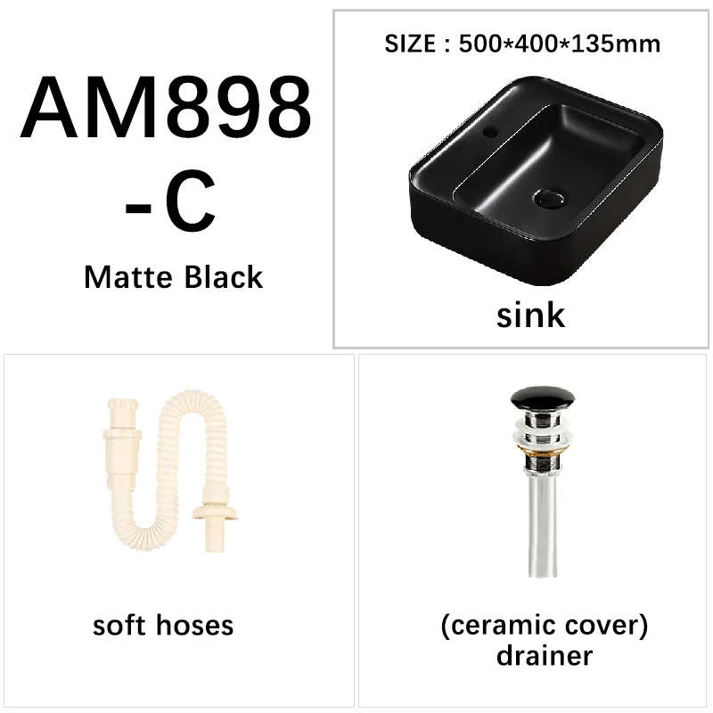 Matte black samll Художественные раковины для ванной комнаты, белый матовый черный керамический сосуд, умывальник с платформой, ручная работа, над прилавком, настенный AM898 - Цвет: Matte black samll