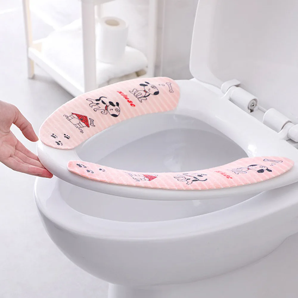 Новые 3 пары волшебные наклейки для ванной теплые Wc Closestool моющиеся мягкие чехлы для сидений# NE1023