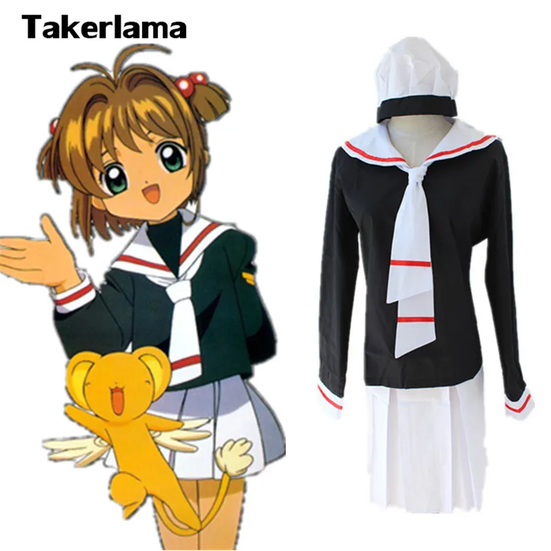 Аниме Card Captor Sakura для девочек в морском стиле костюм Школьная Униформа Косплэй