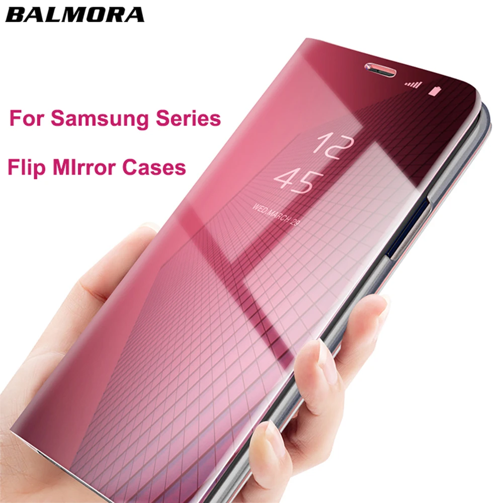 Умный зеркальный флип чехол BALMORA для samsung Galaxy S7edge S8 S9 plus подставка с окошком