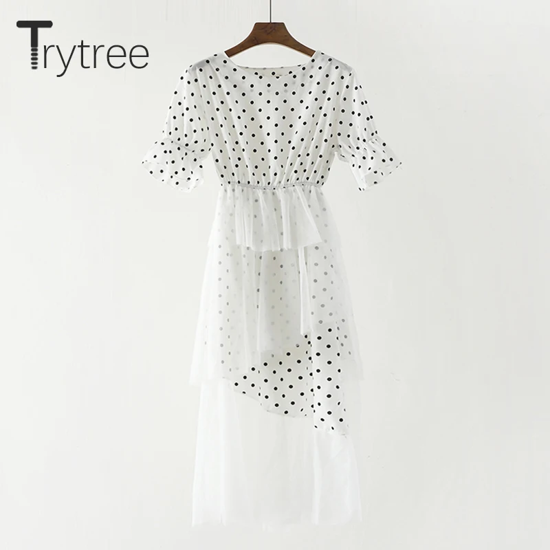 Trytree летнее модное платье для женщин асимметричное Каскадное Плиссированное