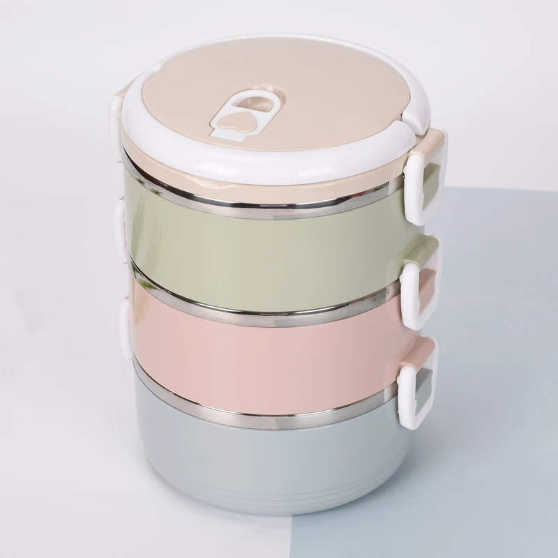 3 layers 1/2/3 Layers Portable Lunch Box 304 Stainless Steel Lunch Boxes Tableware Bento Box for Kids Leak-Proof Thermos Food Container - Цвет: 3 layers