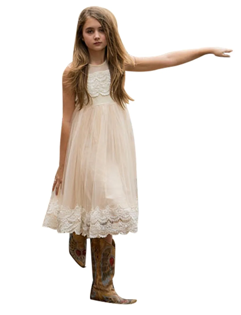 

New Arrival Long Junior Bridesmaid Dresses Lace Appliques Flower Girl Dresses 2020