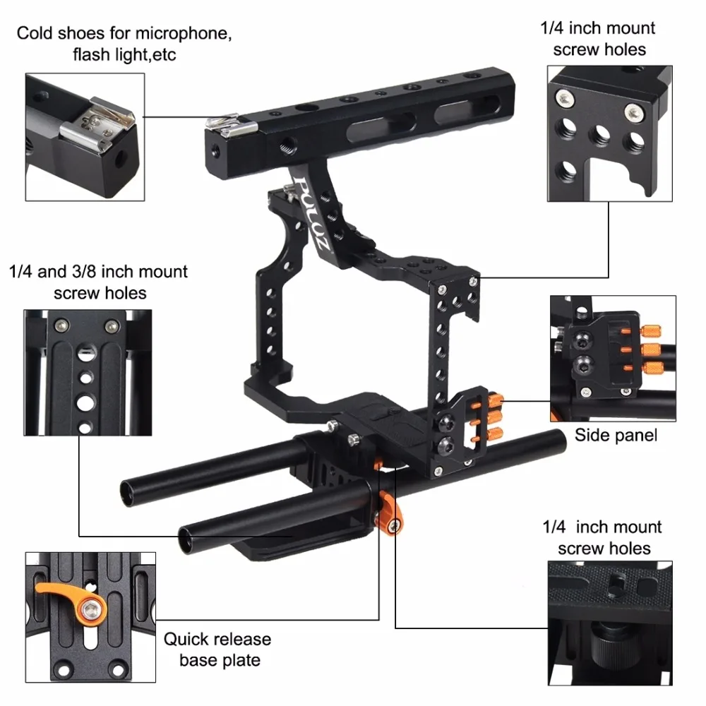 PULUZ стержень для DSLR-камеры клетка видеокамеры стабилизатор + верхняя ручка Sony A7 A7S