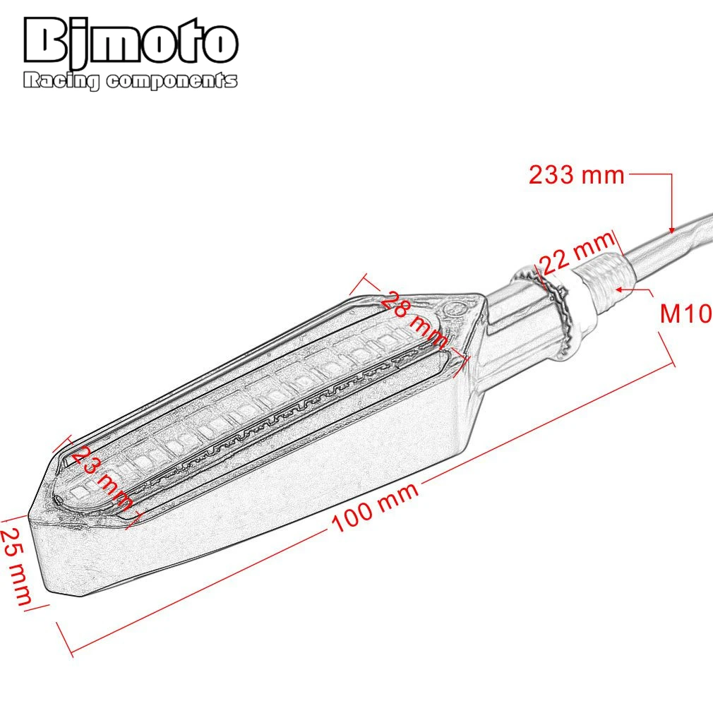 

LED Turn Signals M10 12V Motorcycle Flashing Lights Flowing Water Blinker Tail Indicator Light DRL Indicators Blinkers Flicker