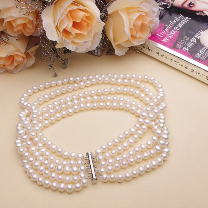 Online Eterna Di Cerimonia Nuziale Del Regalo Delle Donne Di Parola 925 Sterling Reale UN Cinque Strati A Più Strati Della Principessa Personalizzata Freshwaterpearl Della Collana Del Choker