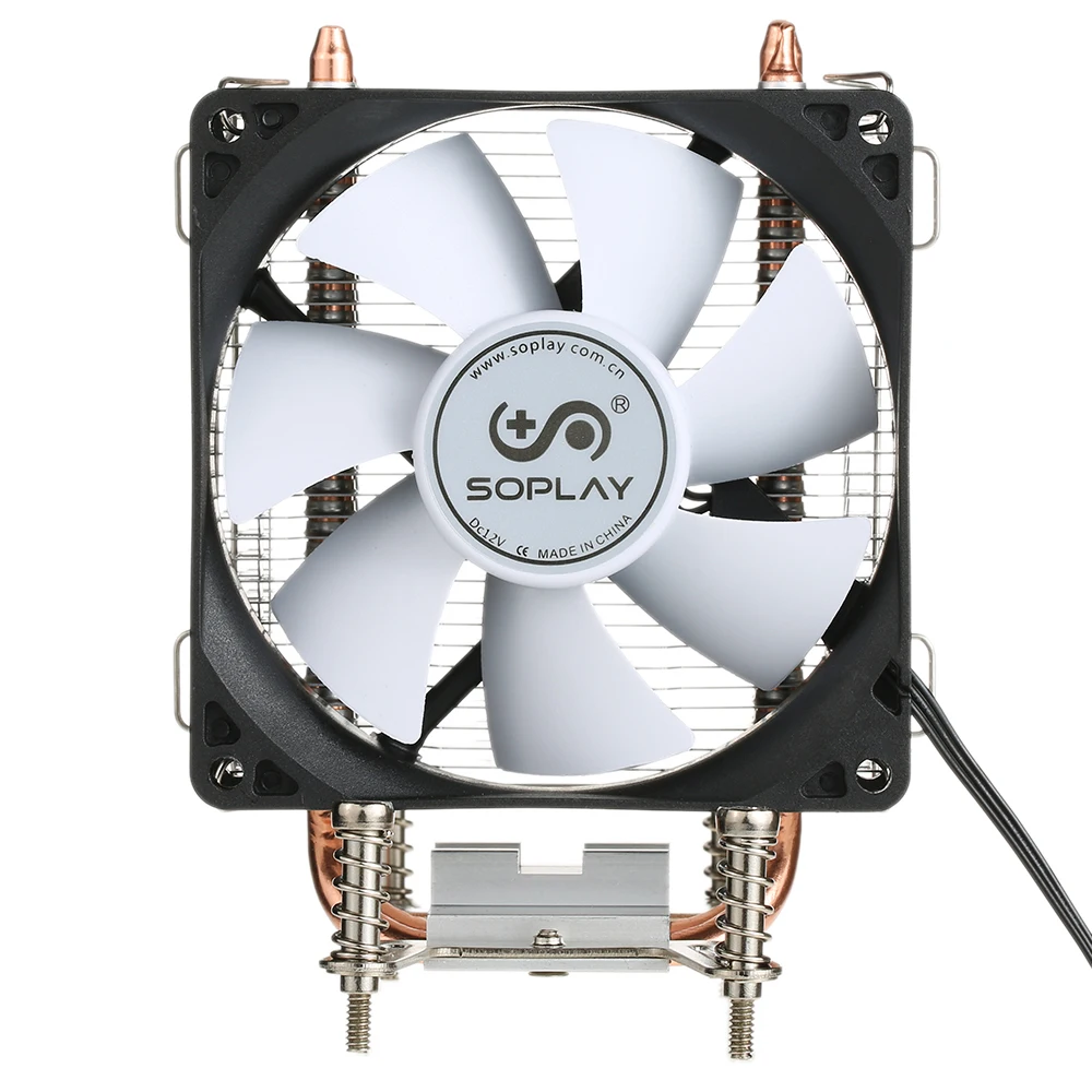 SOPLAY для Intel AMD CPU Cooler 2 тепловые трубки 3pin 9 см вентилятор ПК настольный компьютер
