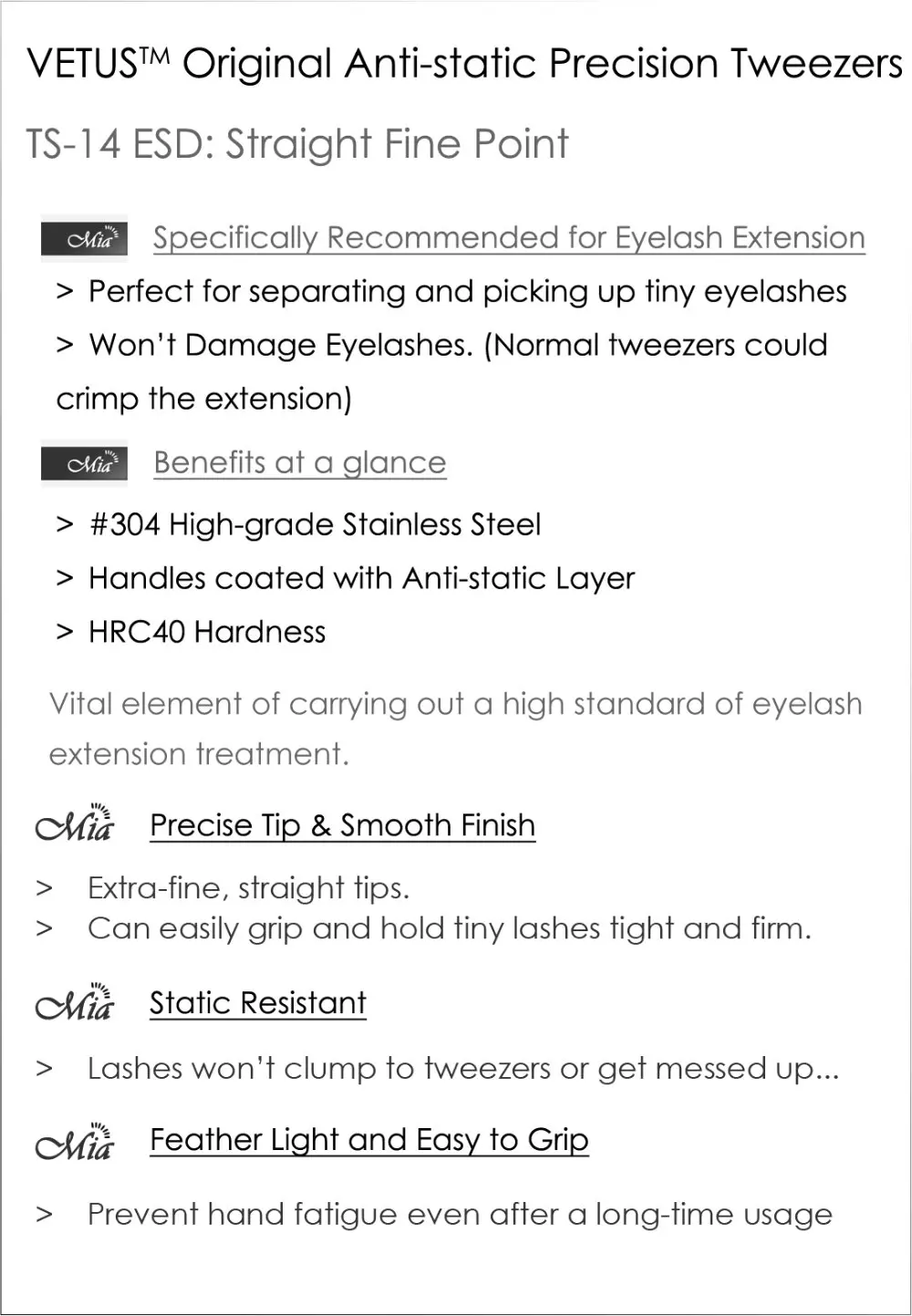 VETUS ESD14 прямой точный Пинцет для наращивания ресниц | Красота и здоровье