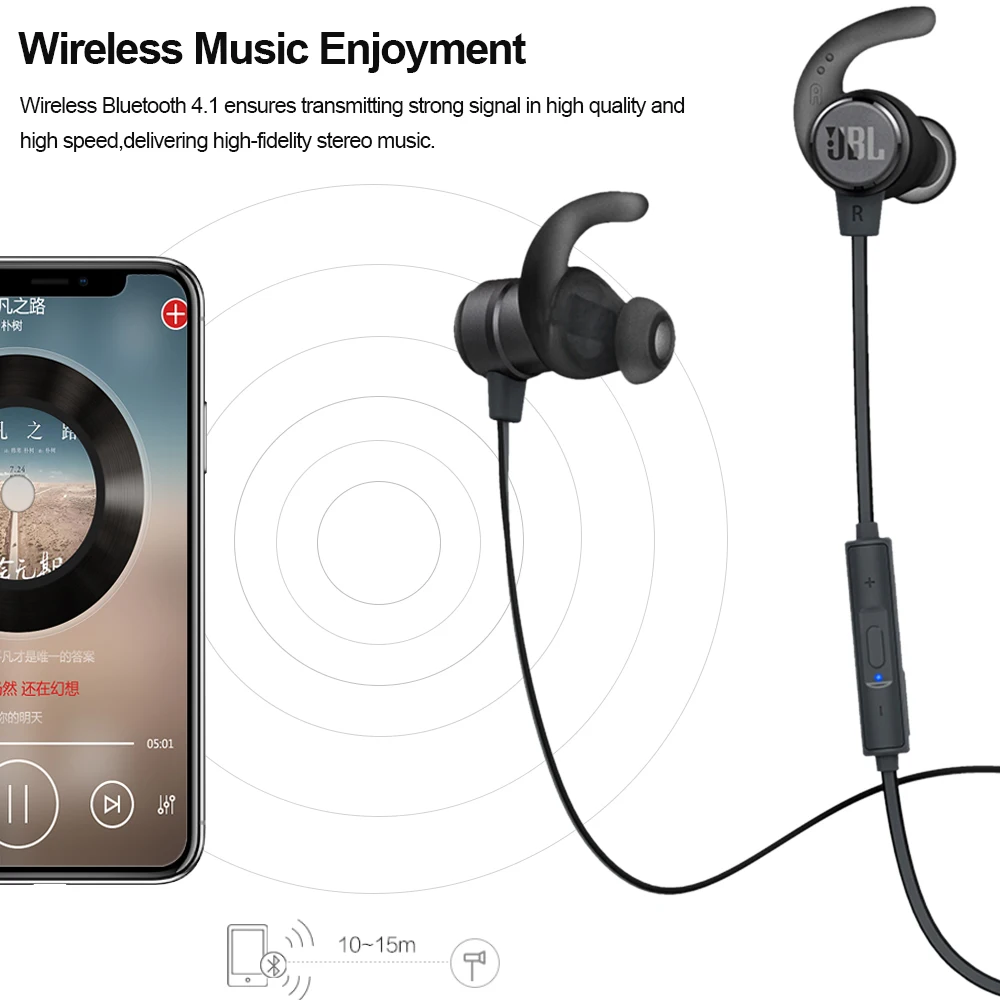JBL T280 Bluetooth наушники Беспроводной Наушники Внутриканальные наушники Running Спорт устойчивое гарнитура с микрофоном