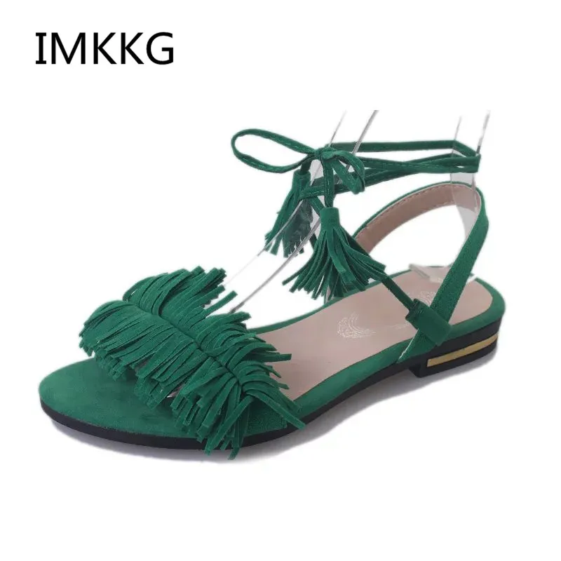 Обувь женские сандалии-гладиаторы из флока летние сандалии на шнуровке пляжные с