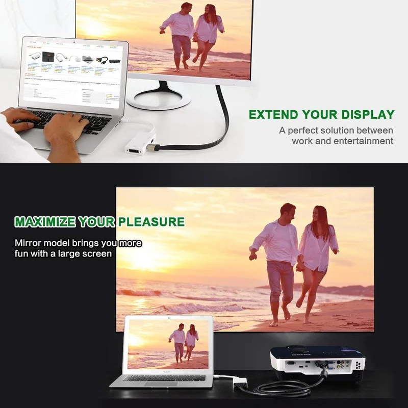 Переходник Basix Mini DP папа HDMI DVI VGA мама|Кабели VGA| |
