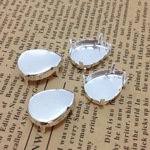 

Droplet White Metal Claw Setting Closed Back For Sewing on Pear Fancy Stone 8X13MM,10X14MM,13X18MM,18X25MM,20X30MM