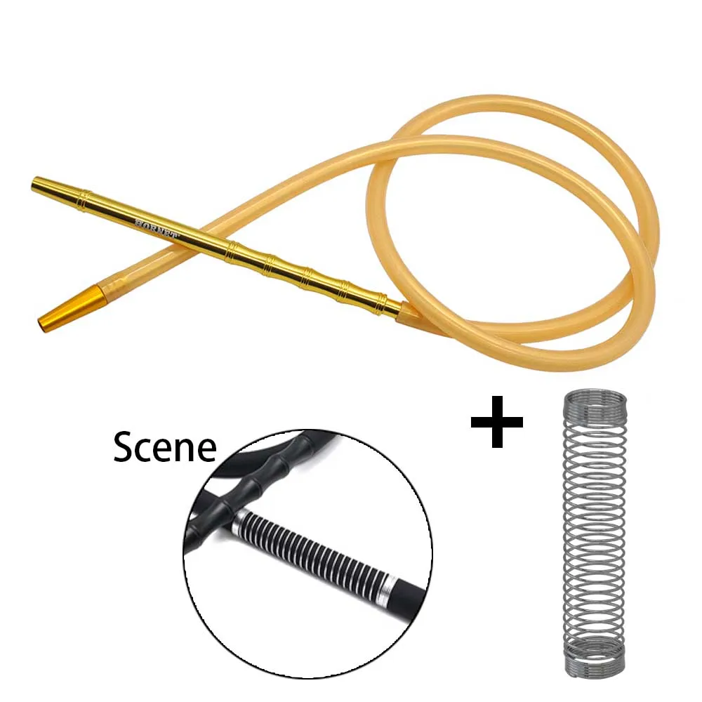 Gold with Scene HORNET 1X1,83 м шланг для кальяна с бамбуковым алюминиевым стержнем 1,5 м силиконовый шланг для кальяна - Цвет: Gold with Scene