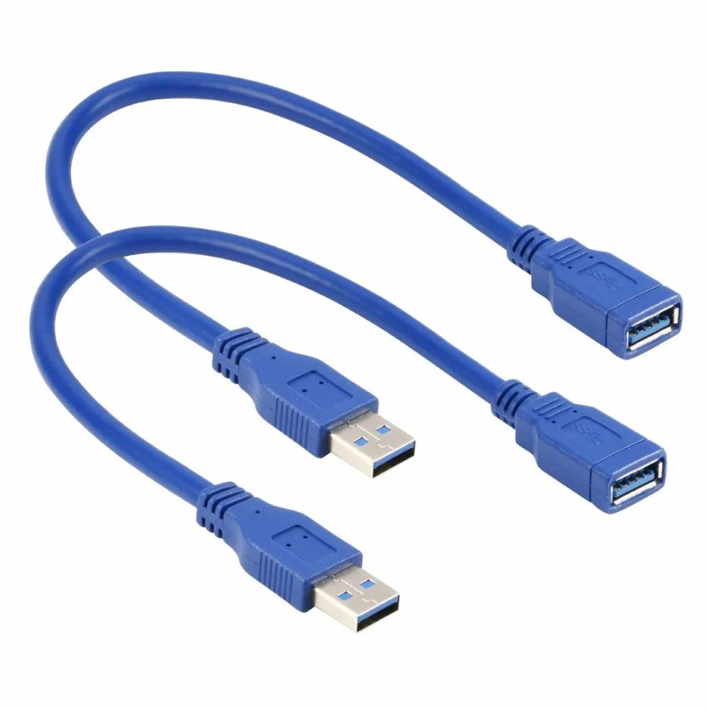 2 шт./лот короткий Удлинительный Кабель USB 3 0 Type A штырь гнездо синий 50 см|Кабели для