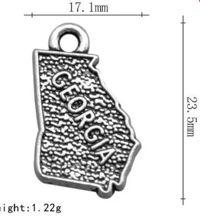 

50pcs Antique Silver zinc alloy GEORGIA map Double-sided Pendant charm Handmade earring bracelet necklace Jewelry DIY Components