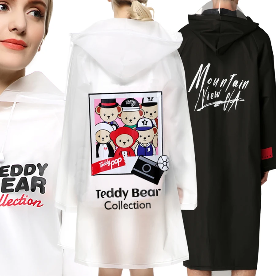 Длинный прозрачный дождевик для пеших прогулок женщин кемпинга Длинная Куртка