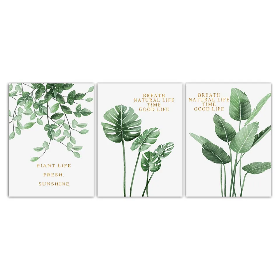 Watercolor Plant Leaves Poster Print Wall Art Canvas Painting Nordic Style Picture for Living Room Home Decor Cactus Decoration | Дом и сад